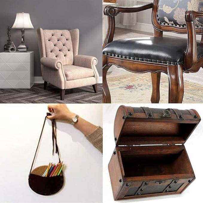 500Pcs Upholstery Tacks, BetterJonny Decorative Furniture Nails Pins 17X11MM Black Metal Thumb Tacks for Upholstered Furniture Cork Board, Home Decor