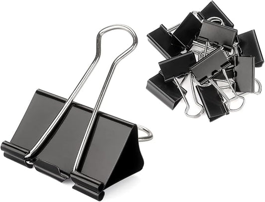 ZZTX Black Binder Clips Paper Clamps Clips Small Size, 1.0 Inches, 36 Pack