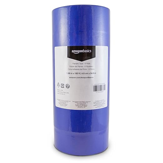 Amazon Basics Blue Painters Tape, 1.88" x 180', Set of 6 Rolls