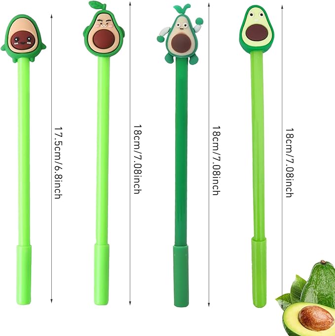 Cute Avocado 40 Pcs Gel Ink Pens - 0.5 mm Black Ink, Fun & Kawaii, Novelty Office & School Supplies