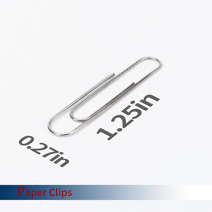Medium Paper Clips - 1000 Pieces (10 Boxes of 100 Each) - Silver Standard Size 1.25IN - Office & School