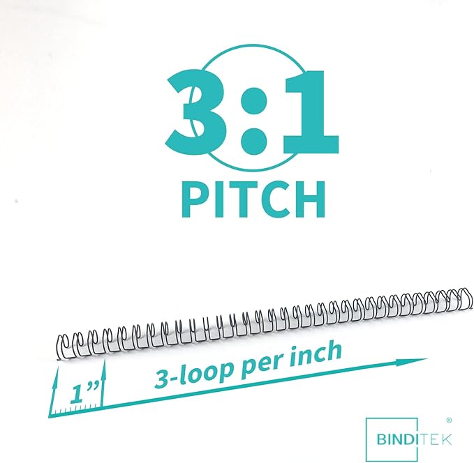Binditek 50 Pack Double Loop Wire Binding Spines, 9/16 Inch Binding Wire for Letter Size, 3:1 Pitch, 120 Sheet Capacity, 32-Loop, 5 Assorted Colors (Black, Gold, Silver, White, Rose Gold), Gifts