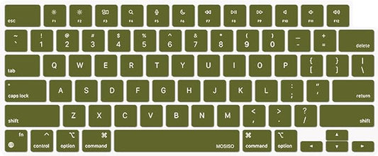 MOSISO Keyboard Cover Skin Compatible with MacBook Air 15 inch M3 A3114 M2 A2941/Air 13.6 A3113 A2681/Pro 14/16 M4 M3 M2 M1, Olive Green