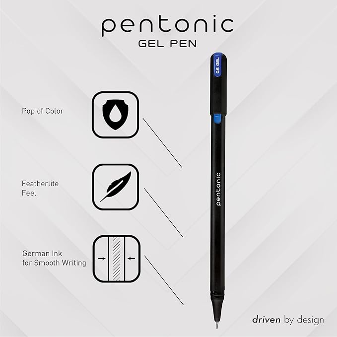 Pentonic Gel Pens, 36 Count, Assorted Colored Ink (20 Black, 12 Blue, 4 Red), 0.6 mm Fine Point, Smooth Writing For Journaling & Notetaking (1002356)