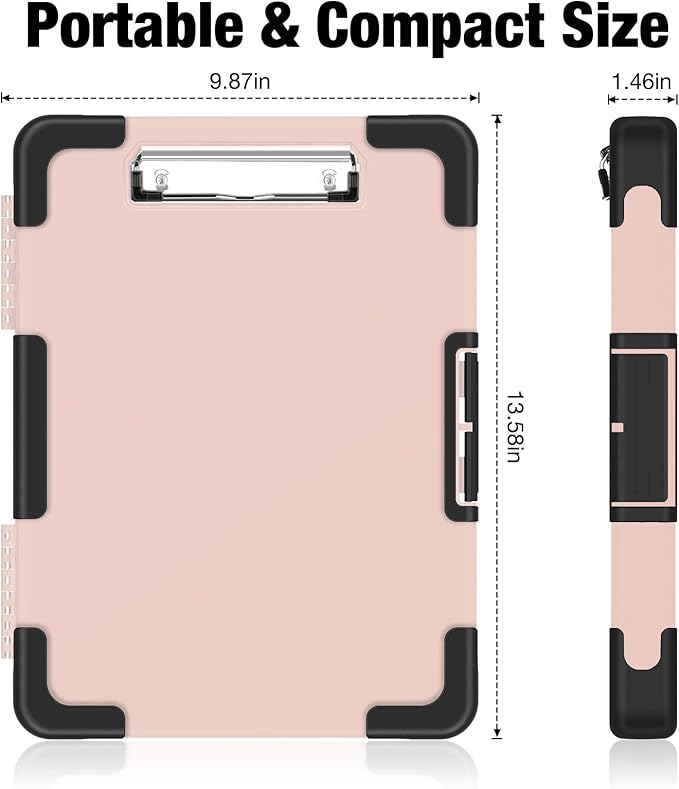 Sooez Toughest Clipboard with Storage, Internal Pen Pouch Included, Letter/ A4 Size, Shockproof Heavy Duty Plastic Clip Boards 8.5x11”, High Capacity Clipboards Box Case for Contractor Trucker Driver