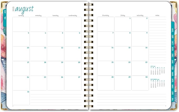 HARDCOVER Academic Year 2025-2026 Planner: (June 2025 Through July 2026) 8.5"x11" Daily Weekly Monthly Planner Yearly Agenda. Bookmark, Pocket Folder and Sticky Note Set (Watercolor Butterflies)