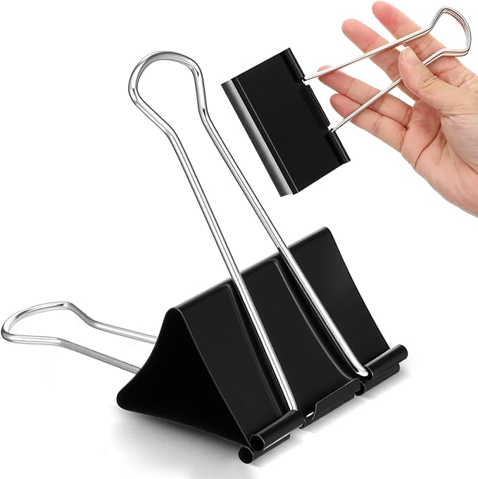 24 Pack 3 Inch Binder Clips Extra Large- Heavy Duty Large Binder Clips Jumbo for Office, Home, School - Black XXL Paper Clamps (3“ x 5.7")