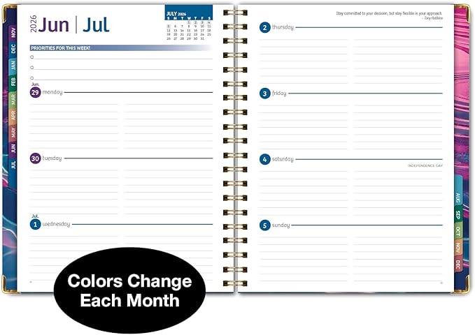 HARDCOVER 2026 Planner, 8.5"x11": 14 Months (November 2025 - December 2026), Daily Weekly Monthly Planner, Yearly Agenda, Bookmark, Pocket Folder and Sticky Note Set (Summer Bliss)