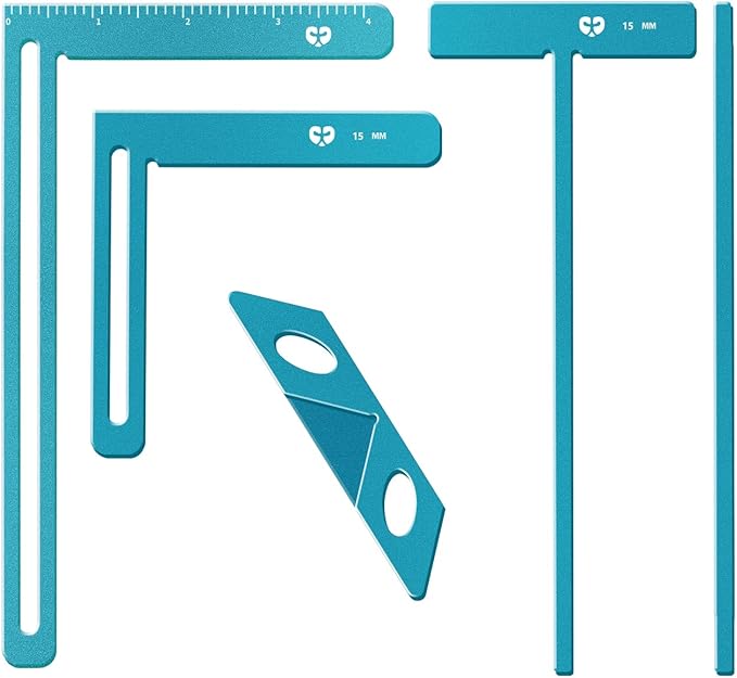 Aluminum Bookbinding Tool Set 5pc – Durable Metal Scrapbooking & Binder Kit with T‑Ruler, Corner Miter, Spine Spacer, Divider – Professional Templates for Journals & Photo Albums