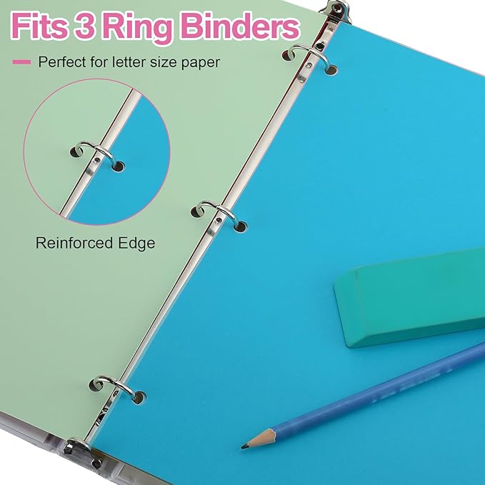 Fulmoon 320 Pieces 3 Ring Binder Dividers with Tabs 40 Sets 8 Tab Dividers for 3 Ring Binders Letter Size 3 Hole(Stylish Color)