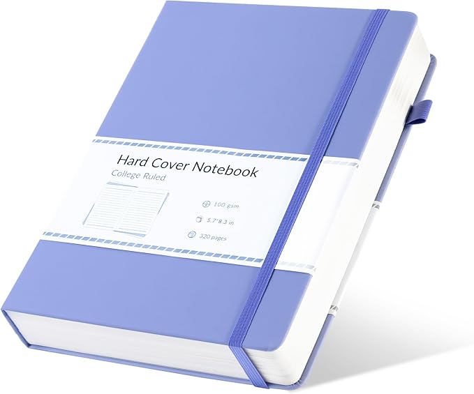 CAGIE Purple Journal Notebook for Women Men 320 Pages 100 Gsm Paper Thick Lined Journaling Notebooks A5 Leather Journals for Writing Hardcover Journal SuppliesDiary, 5.7x8.3 In