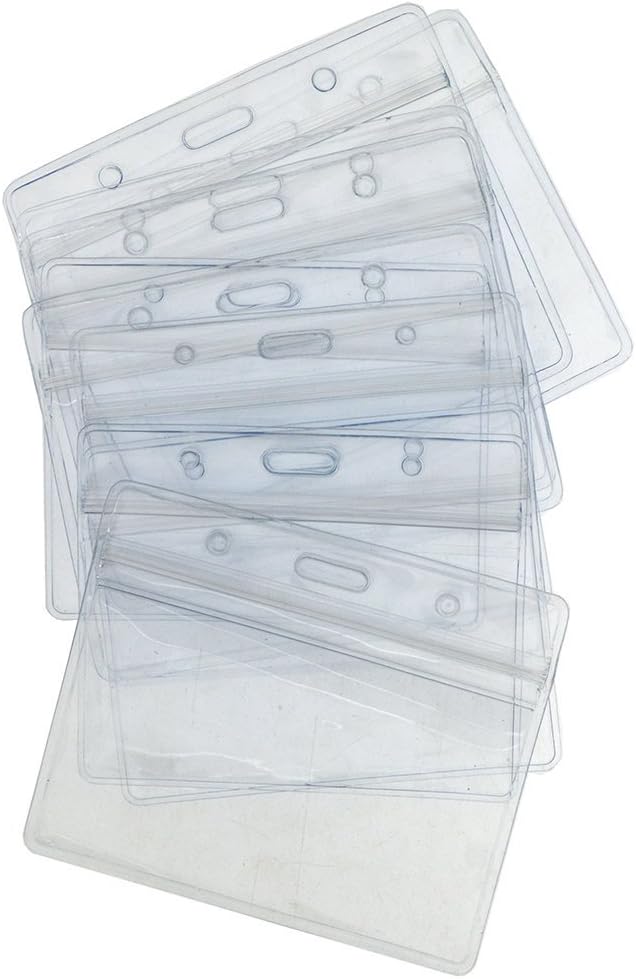 Bird Fiy® Lanyard/Badge Holder Pairs (Set of 50, Red): Woven Round Lanyard & Horizontal Sealable Waterproof Clear Plastic ID Card Name Tag Holder