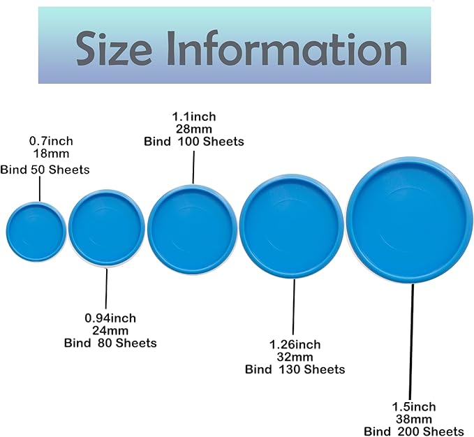 100pcs Discbound Notebook Discs DIY Planner Accessories fits for Tul,Levenger,Arc,Happy Planner,Talia(Blue,0.94inch/24mm)