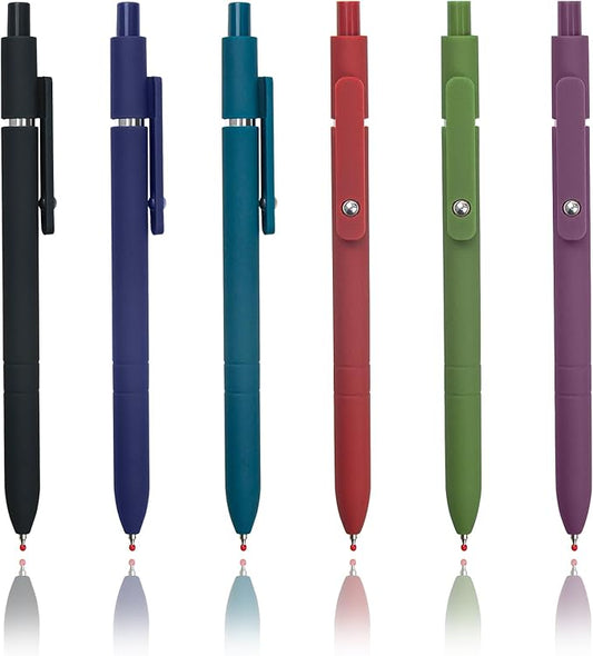 ELANE 6 Pcs Colorful Gel Pens,0.5mm Fine Point Quick Dry Black Ink Pen for Journaling Note Taking Writing, High-End Series Pens for Gifts for Doctor Nurse Teacher Students (Vintage-6pcs)