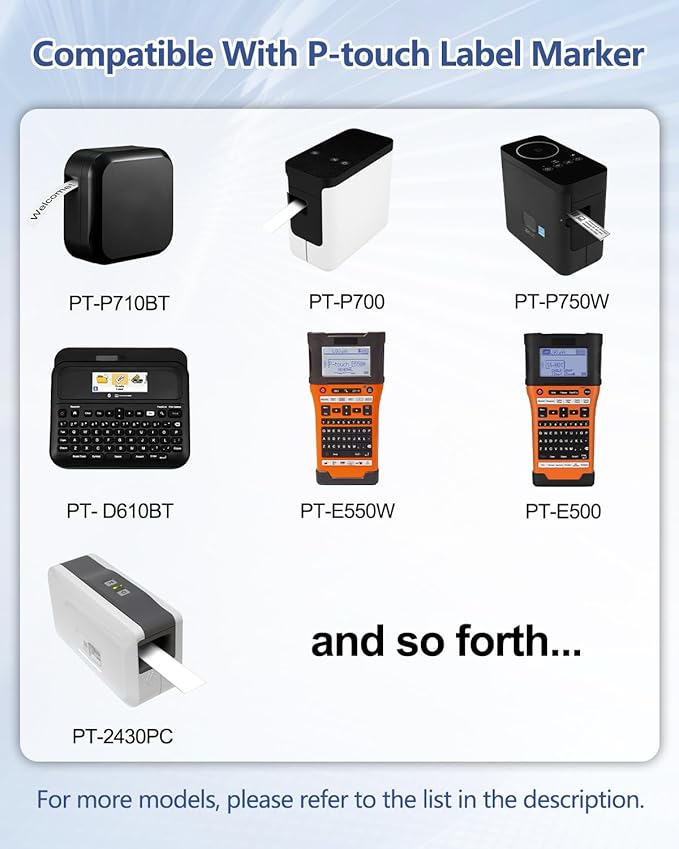 Cruxer 10 Pack Compatible for P-Touch TZe-241 TZe241 18mm 3/4" 0.7" Label Tape Black on White Tape Replacement for Ptouch PTD400AD D450 D600 PTP700 P750W PTH500LI PT1810 1880C 2730 2030 Label Maker