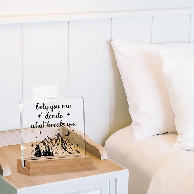 Acotar Gifts for Women Men, Inspirational Gifts for Book Lovers, Bookworms, Nerds, Readers, Book Merch Gift, Only You Can Decide What Breaks You Acrylic Plaque Desk Signs Decor 4 × 4 Inches