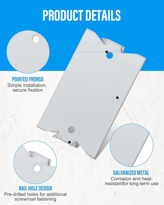 200 Pack Nail Protection Plates for Wood Studs, 2.5 x 1.5 Inch Cable Protector Plate, Metal Anti-Nail Shield with Sharp Pointed Prongs for Plumbing & Electrical Wiring