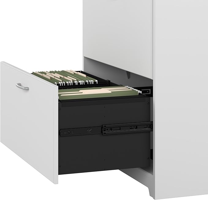 Bush Furniture Cabot 2 Drawer Lateral File Cabinet in White, Home Office Chest for Letter, Legal, and A4-size Document Storage