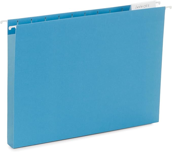 25 Blue Summit Supplies Hanging File Folders 1 inch Expansion, Assorted Colors Hanging File Folders Extra Capacity 1 inch, 11PT Paper, 1 inch Expandable File Folders, 25 Pack