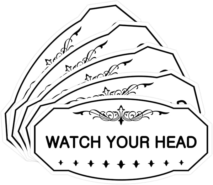 Signs ByLITA Victorian Watch Your Head Sign (White) - Large 5 Pack