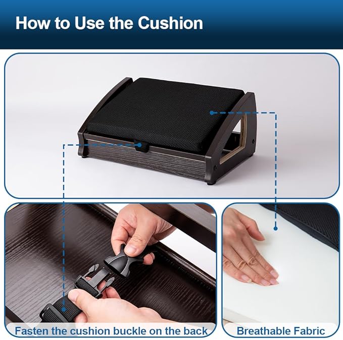 StrongTek Wood Ergonomic Footrest - 4-Angle Adjustable Foot Stool for Desk, Office Footrest, Anti-Slip Foot Stand for Under Desk, Enhances Posture, Promotes Blood Circulation, Easy Assembly (Espresso)