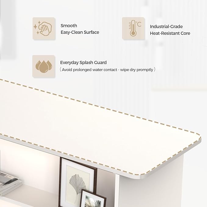 Modern Reception Desk with LED Lights - 59" Front Desk Reception Counter with Dual Display Shelves & Hidden Cable Management, Lockable Drawer & Storage Cabinet for Office, Salon, Spa, Retail, Right