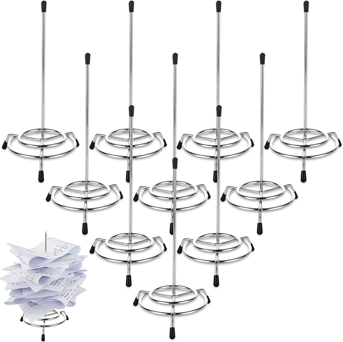 10PCS Receipt Holder Spike, 3.3x6.3 Inch Receipt Spike Ticket Stabber for Restaurant Office Home, Stainless Steel Bill Fork for Memo Food Order Paper Stand Supplies