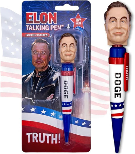 Talking Elon Musk Doge Pen - Speaks Multiple Authentic Voice Recordings - Collectible Presidential Pen - Funny Political Gag Gift or Innovation Birthday Gifts for Men, Dad & Fathers