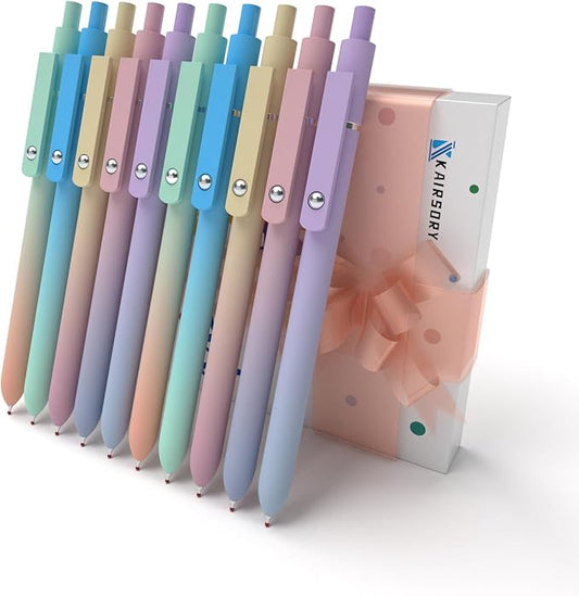 Teen girl gifts,0.5mm Fine Point Black Gel Pens,Birthday Gifts for Women,High-End Series Aesthetic Pens for Journaling Note Taking, cute pens for women(10 Pcs Black Ink-Gradient shaft pen)