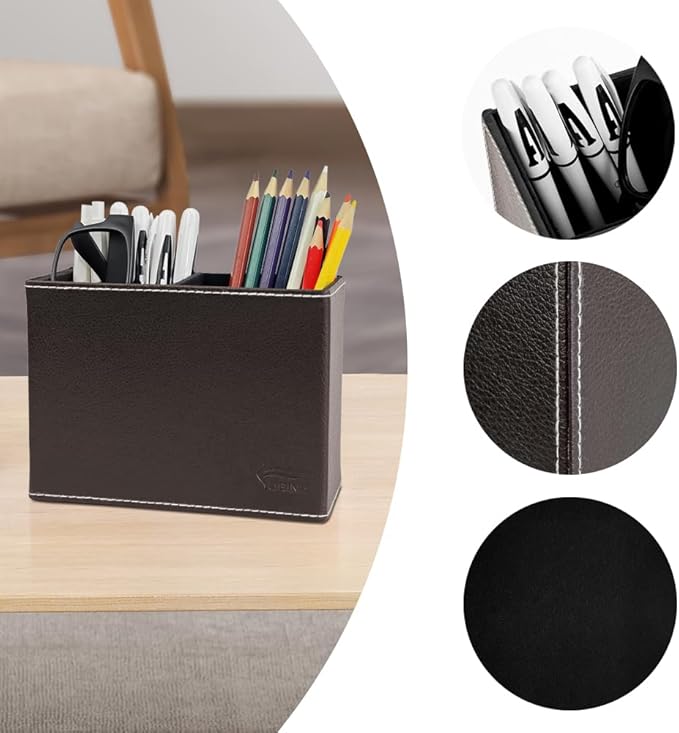 Pen Pencil Holder Cup Container PU Leather Desk Organizer Stand Decor Brush Scissor Holder Decoration Office Desk Home School
