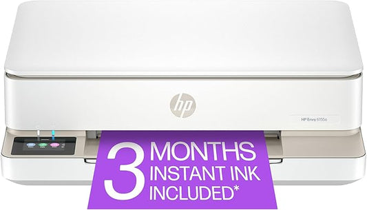 HP Envy 6155e Wireless All-in-One Color Inkjet Printer, Print, scan, Copy, Duplex Printing Best-for-Home, 3 month Instant Ink trial included (714L5A)