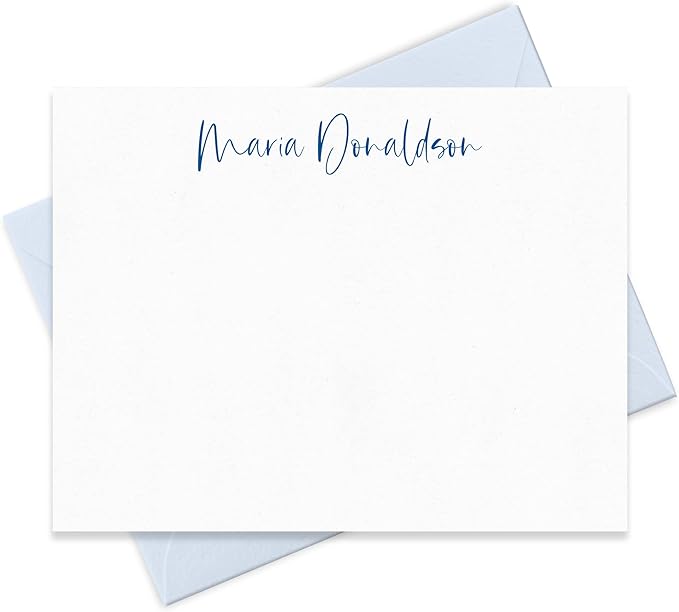 Fairmont & Grove Personalized Stationery Note Cards and Envelopes Set for Women Customized with Name in Script Font, Choose Ink & Envelope Colors Paper Co. (Font Style #3)