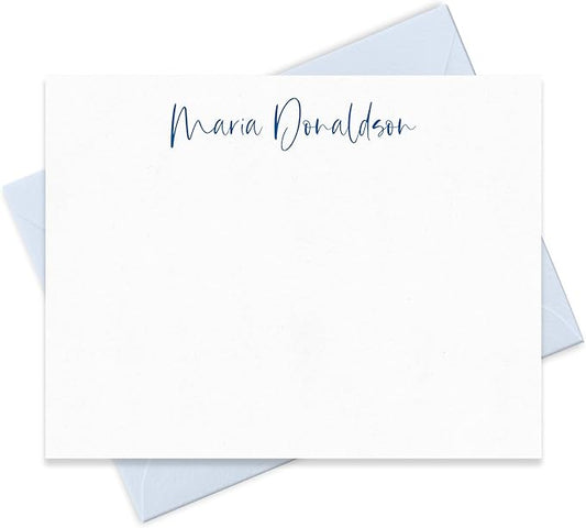 Fairmont & Grove Personalized Stationery Note Cards and Envelopes Set for Women Customized with Name in Script Font, Choose Ink & Envelope Colors Paper Co. (Font Style #3)