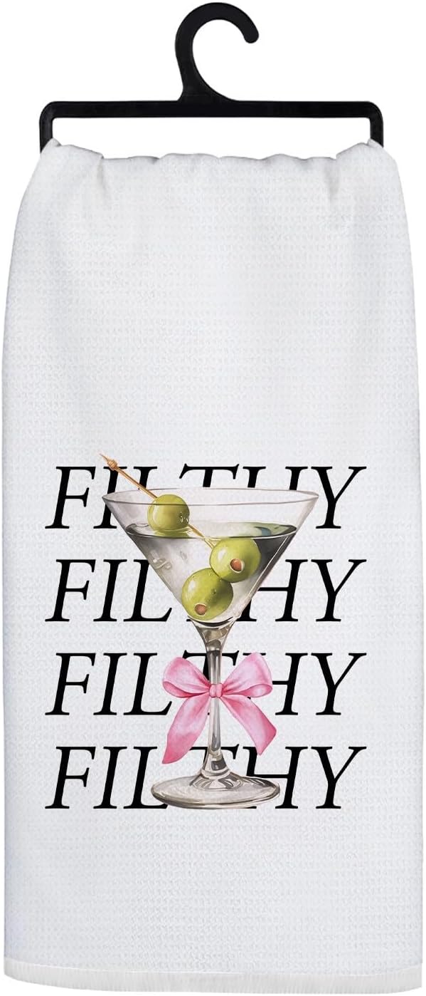 Filthy Dirty Martini Gift Kitchen Towels, Gifts for Martini Lovers Women Decorative Hand Towels, Cocktail Themed Gift Dish Tea Bar Towels for Kitchen Bar Cart Pub, 16x24 Inch