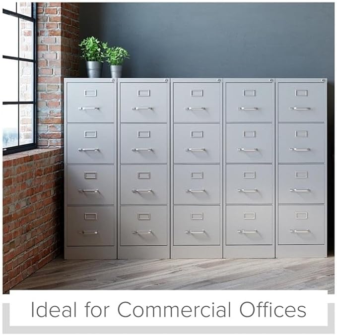 Scranton & Co 4-Drawer 22" Deep Letter Filing Cabinet in Black, Office Commercial Grade, Fully Assembled, Light Gray