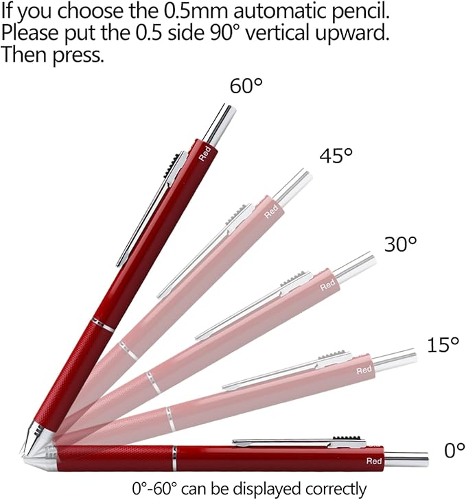 DUNBONG Metal Multifunction Pen, 4 in 1 Multicolor Pen, 0.5mm Mechanical Pencil, 1-Count (Red)