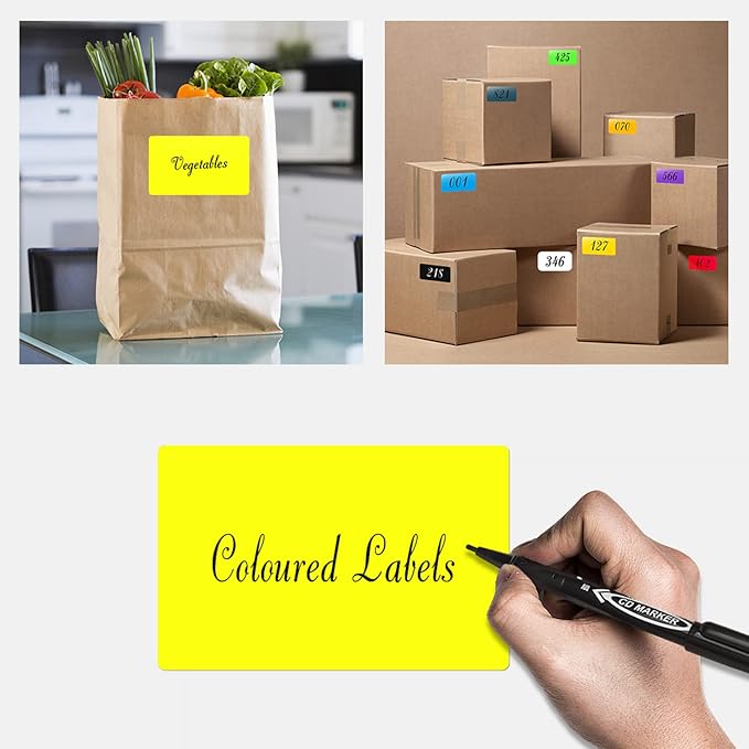 Rectangle Labels Sticker 3×5 Inch Vinyl Floor Stickers Color Coding Name Tags Roll Removable 200 PCS, Yellow