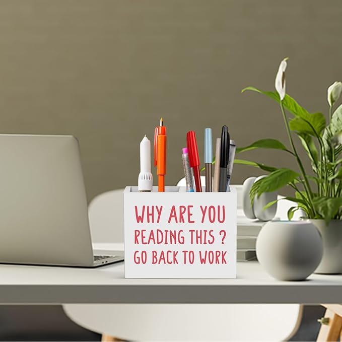 Funny Boss Gifts Office Room Decor,Gag Gift for Women Men HR Manager Coworker Friend Employee Wooden Pencil Holder, Boss Day Gifts Funny Office Merchandise Accessories Desk Decor