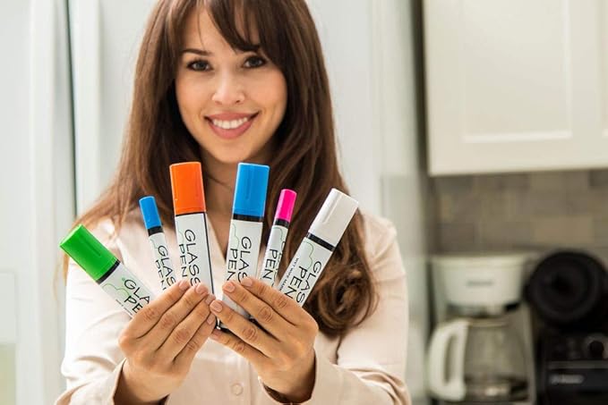 Glass Pen Window Marker: Liquid Chalk Pens for Glass, Whiteboard Markers with Washable Paint - Graduation, Car Windows, Mirror Pen, Storefront, Wedding, Parade, Party & Holiday (Orange, Fine Tip)