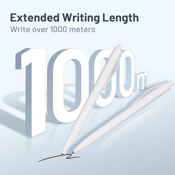 BallPoint Pens, 100 Pack (BLACK Ink),Bulk Pens, White Barrel,Click Pens for Office Home and School, Retractable Ballpoint Pens, Medium Point, 1.00MM (White)