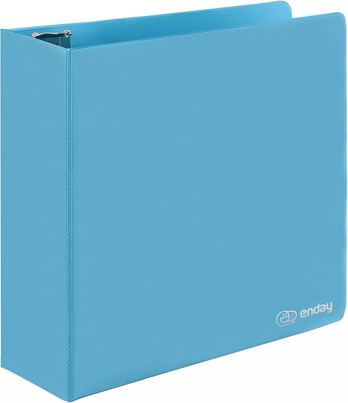 3 Inch Binder 3 Ring Binders Blue, Slant D-Ring 3” Clear View Cover with 2 Inside Pockets, Heavy Duty Colored School Supplies Office and Home Binders – by Enday