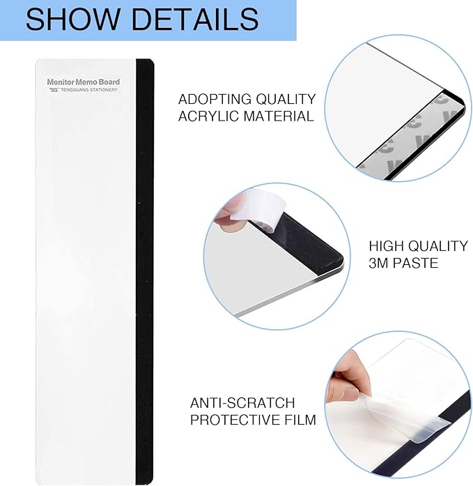 Office Desk Accessories 2pcs Multifunction Computer Monitor Memo Board - Office Supplies for Women Men Computer Sticky Note Holder Home Decor (Smooth Monitor Memo Board)