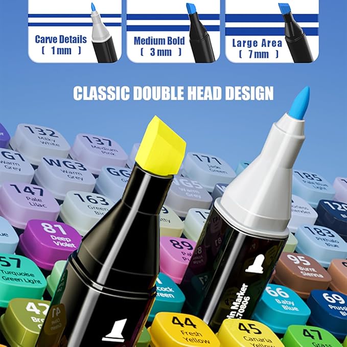 Alcohol Markers Set - 262 Colors, Dual Tip Permanent Sketch Markers with Organizing Case for Kids & Adults