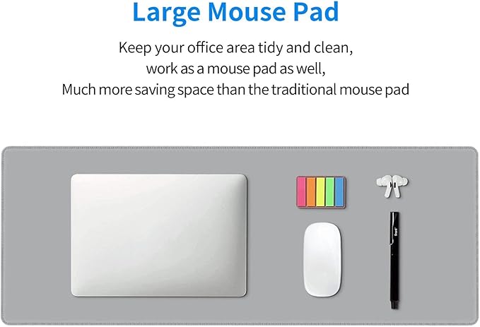 Grey XL Extended Large Gaming Mouse Pad 31.5"x11.8" Non-Slip Rubber with Stitched Edges, Extra Long Desk Mat Computer Laptop Writing Mat for Desktop Office Home