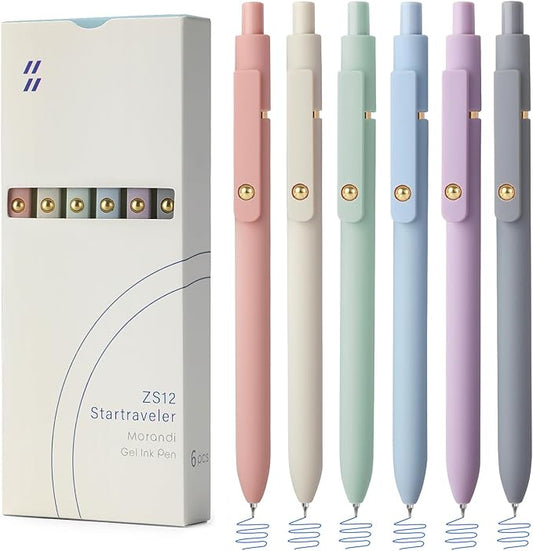 FIOVER Gel Pens, 6pcs Blue Ink Medium Point 0.7mm Smooth Writing Pens with Comfort Grip, Aesthetic Ballpoint for Journaling School Office Supplies, Gifts for Women Men (6PCS Blue Ink)