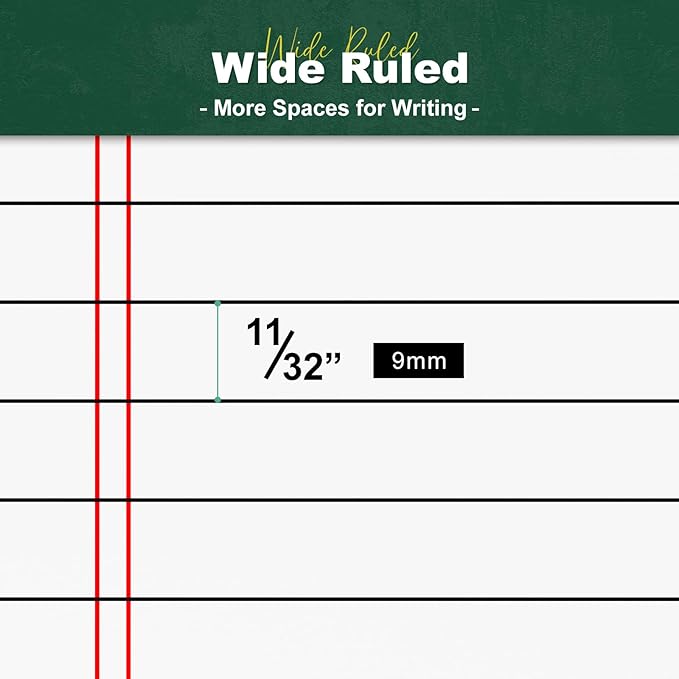 Thick Legal Pads 8.5 x 11 Wide Ruled Note Pads White Notepad 80 Sheets per Pads, Perforated Paper Study Back Writing Pads 8-1/2" x 11-3/4" Lined Paper for Home, Office, School, Pack of 2