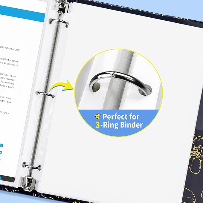 SUNEE Sheet Protectors 50 Packs for 3 Ring Binder, PVC-Free Clear Page Protectors 8.5x11 Inches Plastic Sleeves for Paper, Documents, Photos, Top Loading Binder Sleeves Letter Size