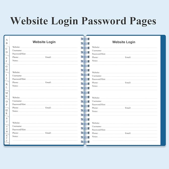 Address Book with Alphabetical Tabs - A5 Telephone & Address Book with Address Contacts, Special Date, Phone, Birthday & Internet Login Password for Home and Office, 6.2" x 8.5", Blue