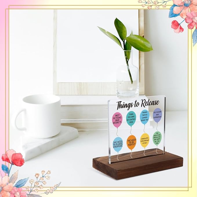 Mental Health Gifts for Women, Encouragement Gifts for Women, Positive Affirmation Gift for Woman, Modern Acrylic Desk Plaque with Inspirational Quotes, 10 x 10 x 1.5 cm,XXD47