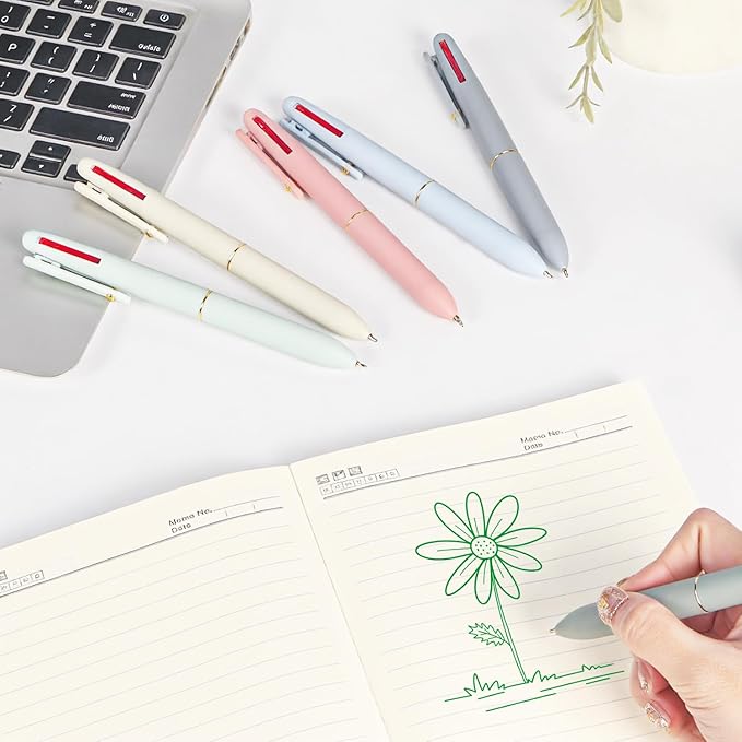 Ddaowanx Multicolor Pens, 4-in-1 Colored Ballpoint Pen 0.5mm Fine Point Smooth Writing,Nurse Accessories for Work,Gifts for Teen Girls,6-Count